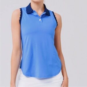 Peter Millar Opal Scallop Edge Sleeveless Polo Shirt - UPF 50+ -  Womens Large